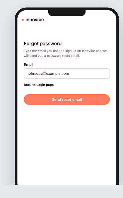 The Forgot password screen on a phone with the heading, the short instructions 